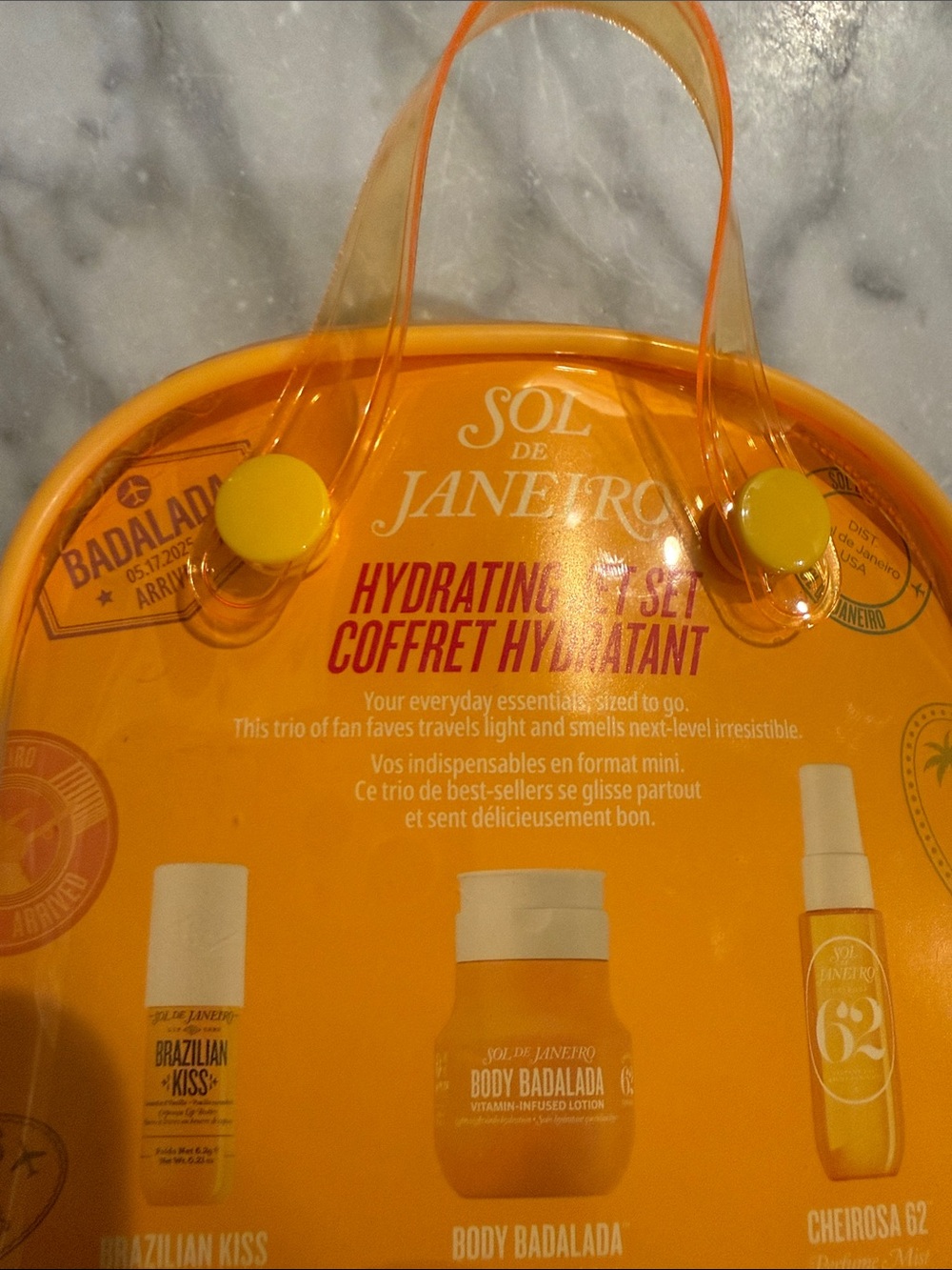 NWT Sol de Janeiro Yellow & Orange Hydrating Jet Set Pouch - Picture 3 of 3
